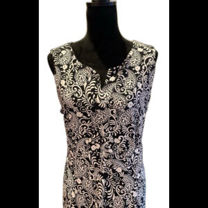 Charter Club Dress Size 2X Black White Paisley Sleeveless Stretch V Neck Casual